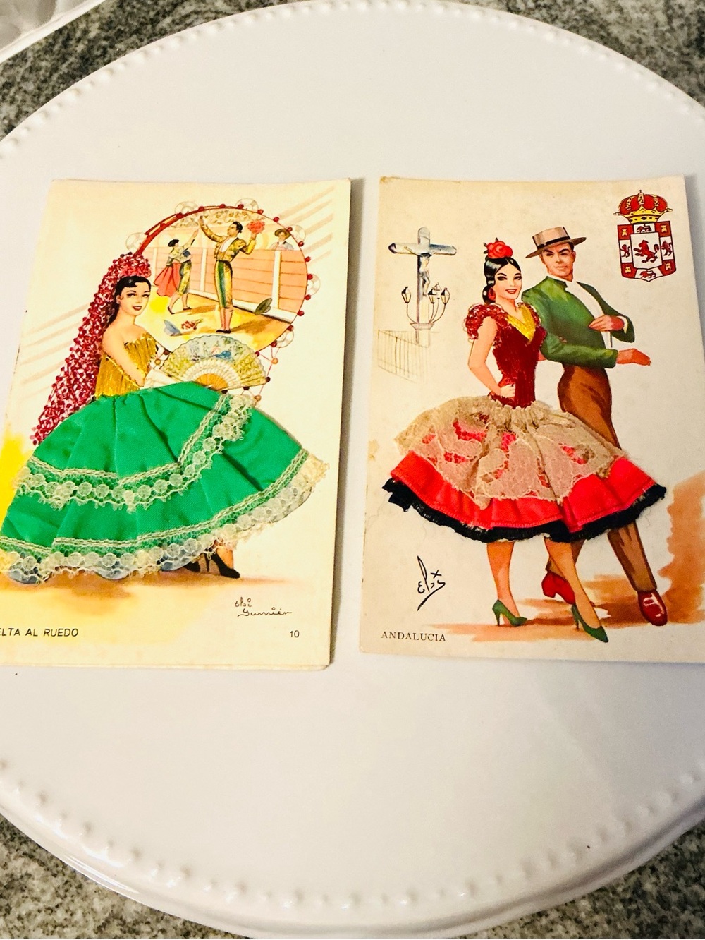 Vintage Spanish Flamenco Embroidered Postcards - Great for Framed Wall Decor